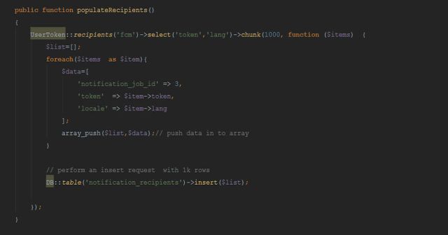 Massive DB rows insert in Laravel