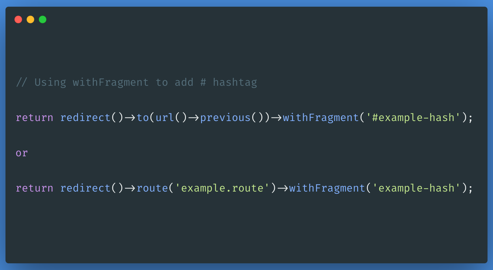 Laravel - How to redirect with hash (#) - Blog